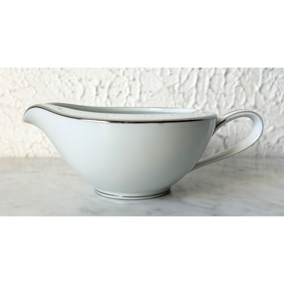 Vintage Noritake Colony China Japan Creamer White Platinum Trim - Picture 1 of 7